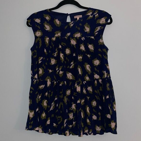 Juicy Couture Layered Babydoll Floral Top | Color Navy Blue | Size S | EUC - Picture 4 of 9